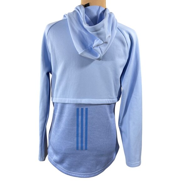 Adidas Full Zip Jacket Baby Blue Athletic Hood Size S Small (READ) Women's - Picture 3 of 11